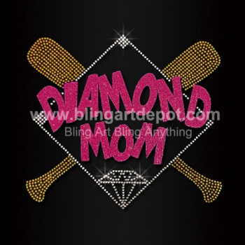 Diamond Mom Rhinestone Baseball Transfer Diamond Mom Rhinestone Baseball Transfer